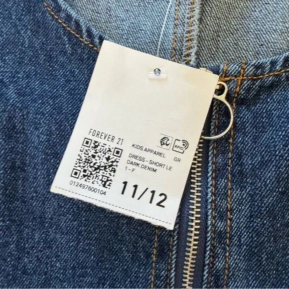 Forever 21 Blue Denim Jeans Dress Straight Sleeveless Belted Girls 11/12 NWT - Picture 8 of 9